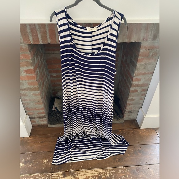 Pinc Plus Size Navy & White Horizontal Striped Lightweight Racerback Maxi 3X - Picture 1 of 6